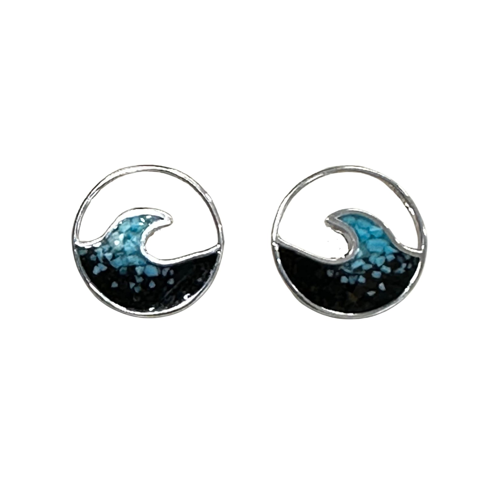 Cresting Wave Stud Earrings - Turquoise Gradient