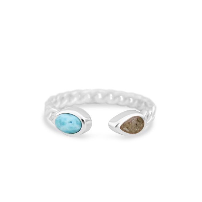 Stepping Stone Ring - Larimar & Sand