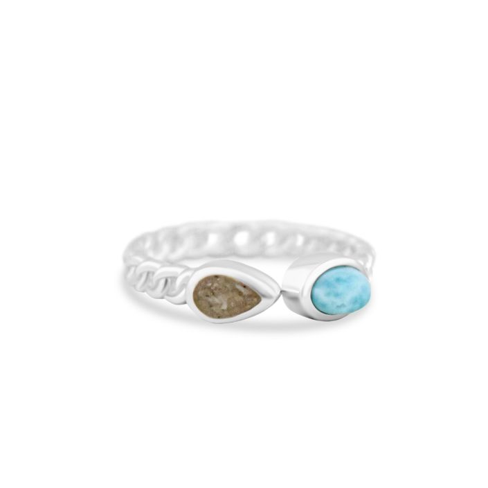 Stepping Stone Ring - Larimar & Sand