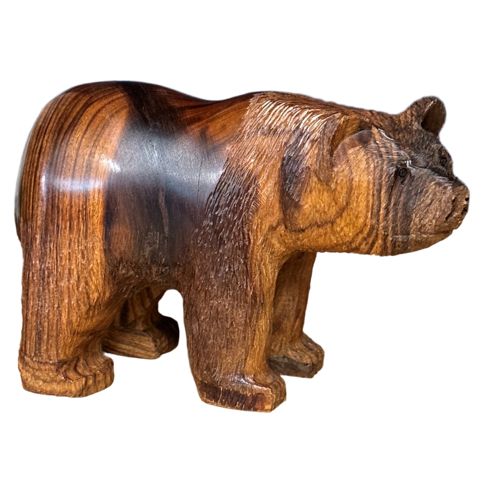 Grizzly Bear Ironwood Figurine With Detail