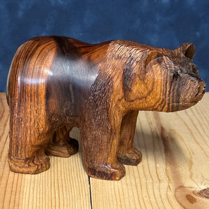 Grizzly Bear Ironwood Figurine With Detail