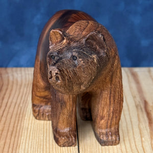 Grizzly Bear Wood Figurine With Detail