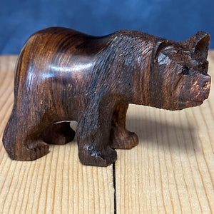 Grizzly Bear Wood Figurine With Detail