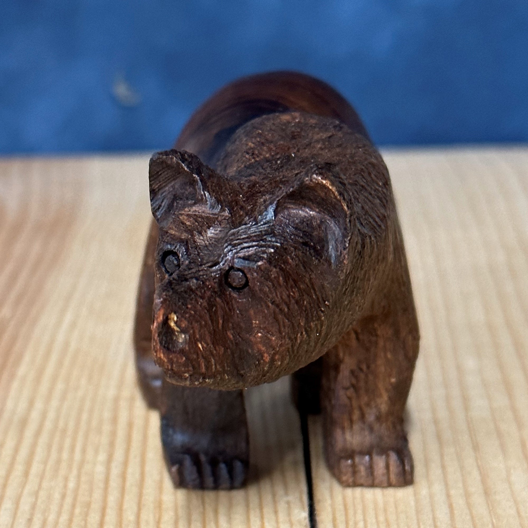 Grizzly Bear Wood Figurine With Detail