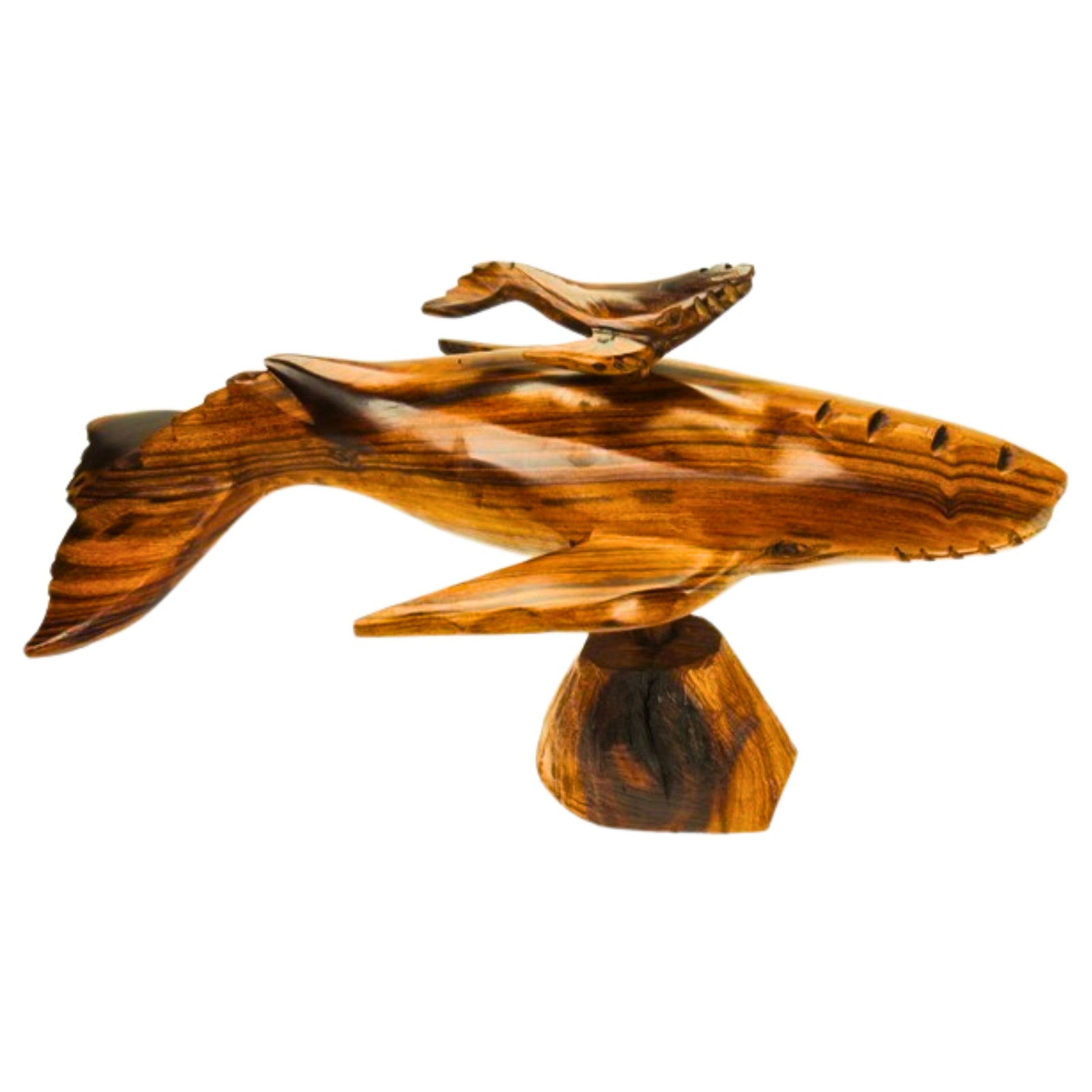 Humpback Whale with Baby Ironwood Figurine