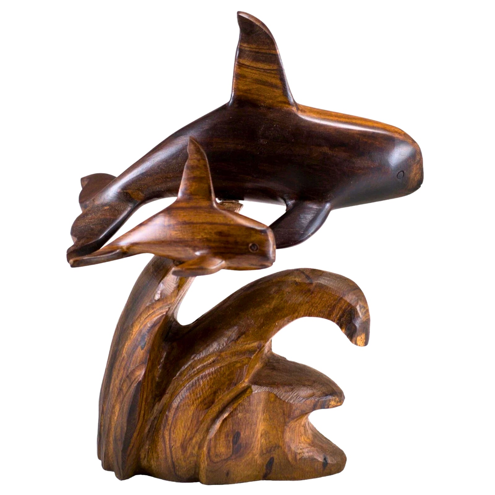 Orca with Baby Ironwood Figurine