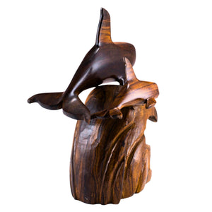 Orca with Baby Ironwood Figurine