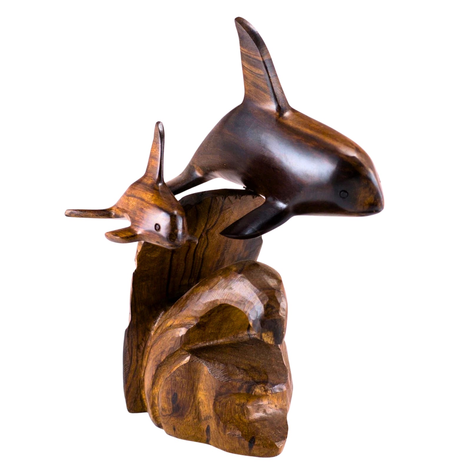 Orca with Baby Ironwood Figurine