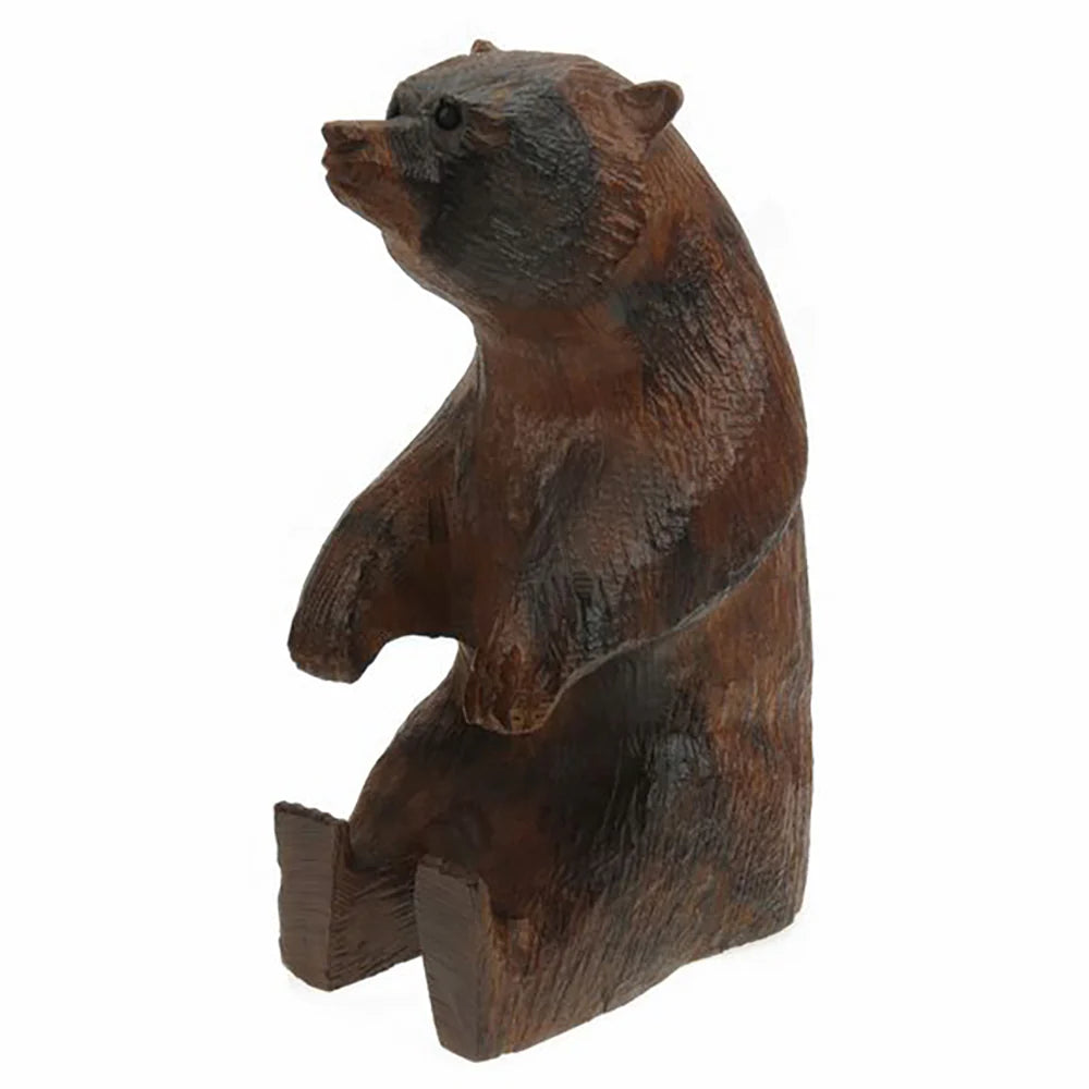 Black Bear Sitting XL Wood Figurine