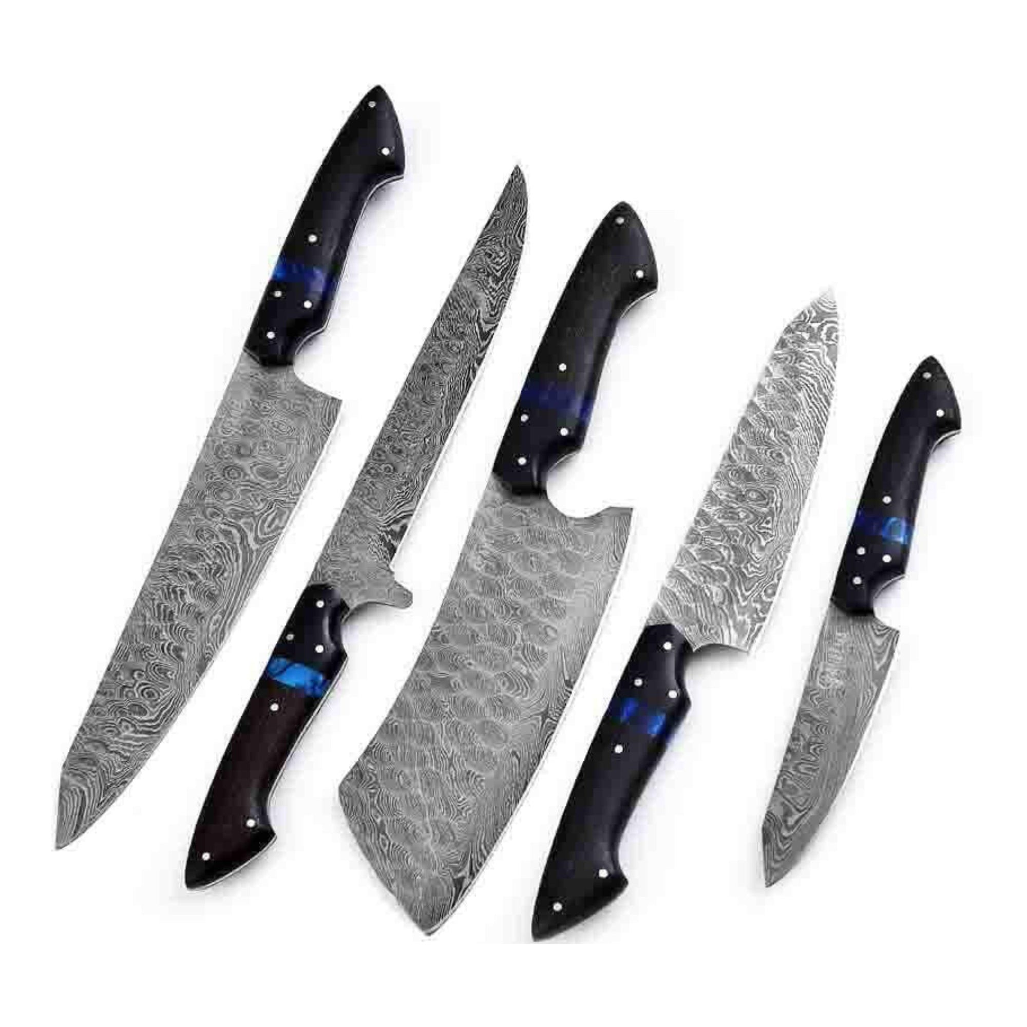Smoky Damascus 5 piece Kitchen Knife Set