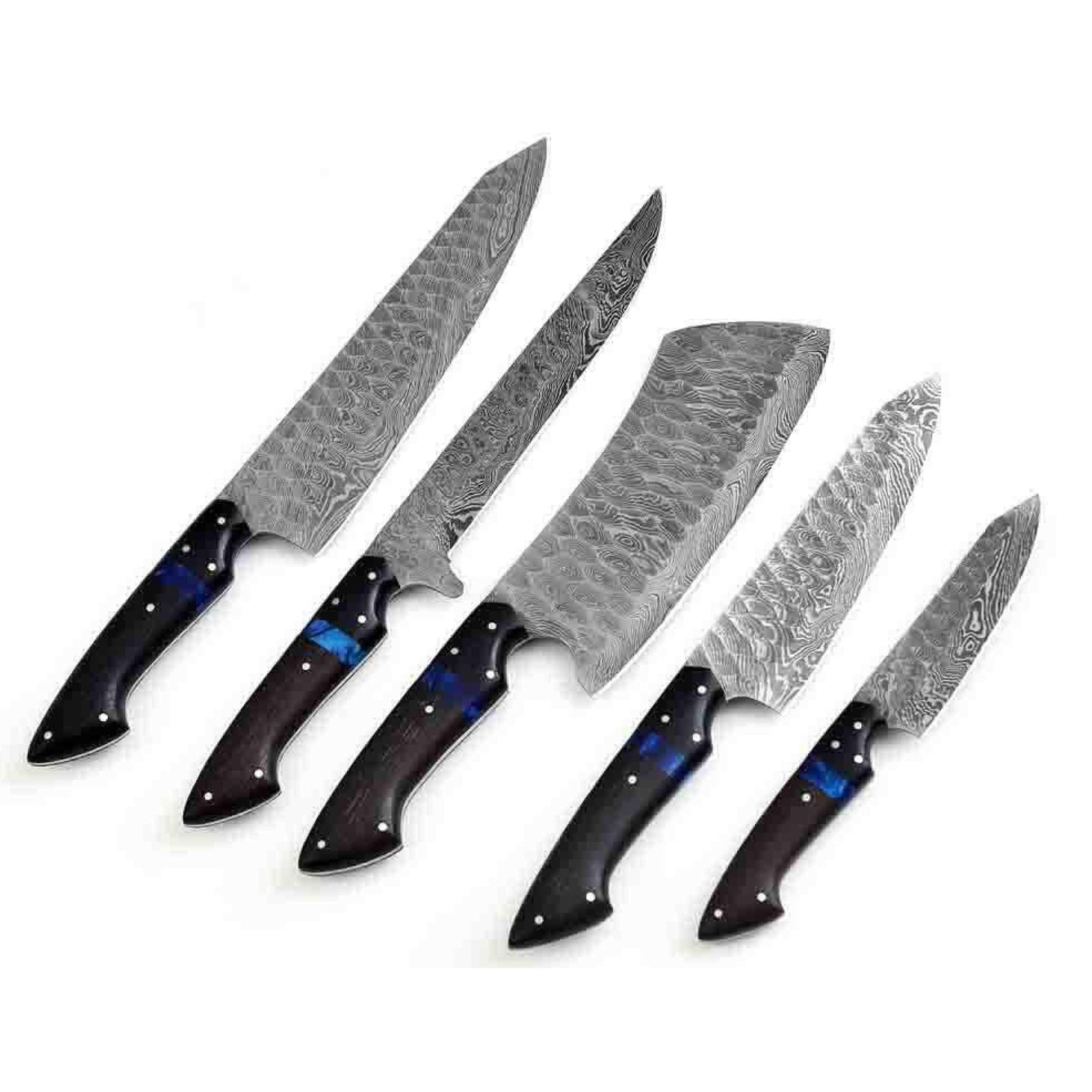 Smoky Damascus 5 piece Kitchen Knife Set
