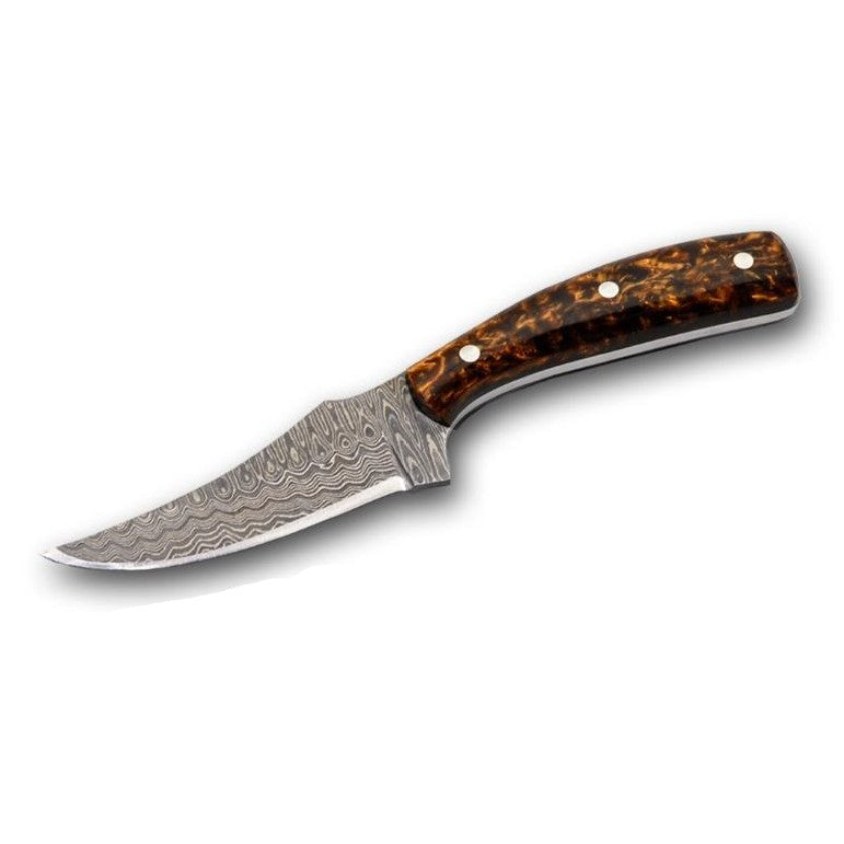 Damascus Skinner With Bronze Resin Handle