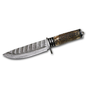 Damascus Stag Large Fixed Knife