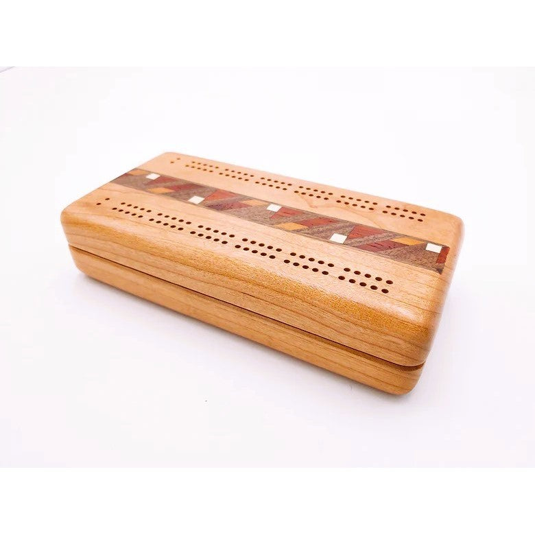Cherry Cribbage Board Inlay and Cards