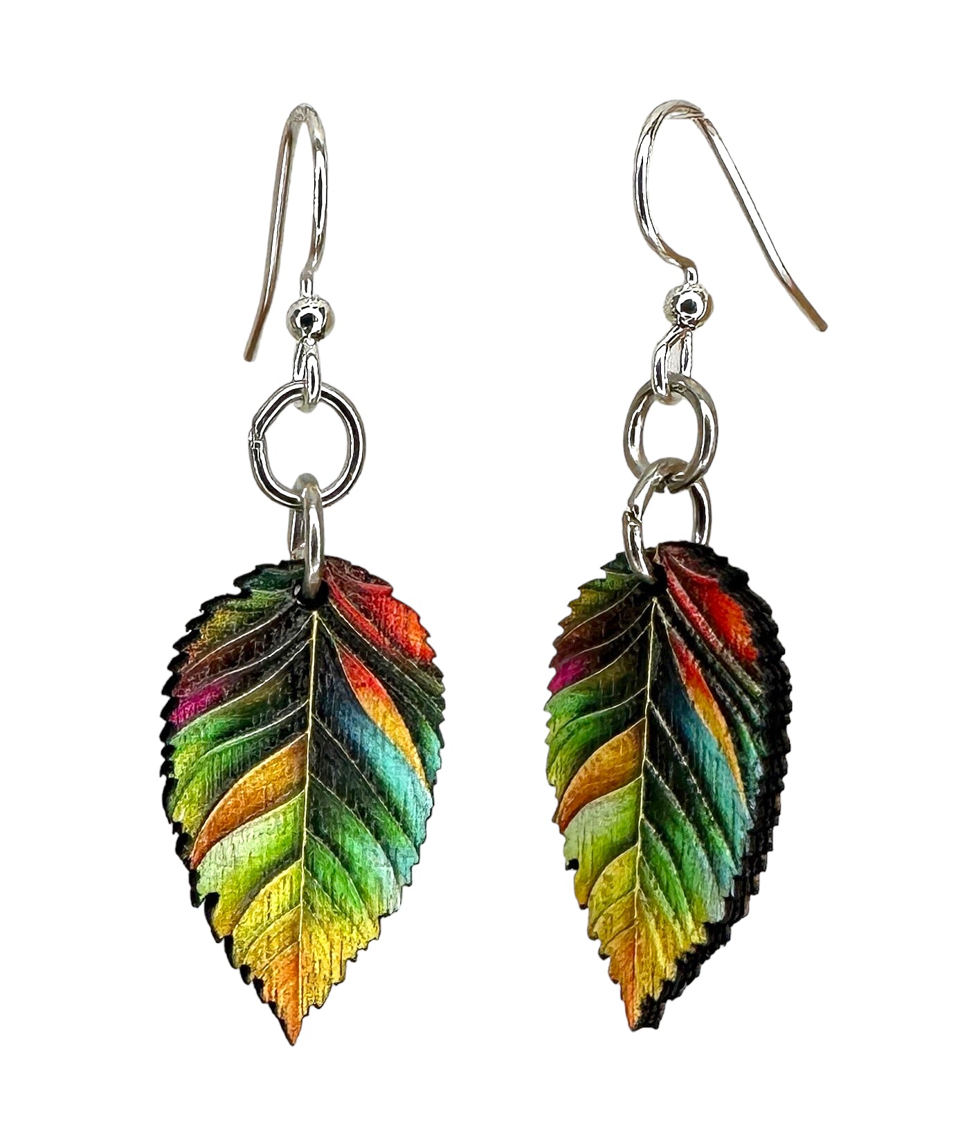 All Seasons Leaf Blossom Wood Earrings