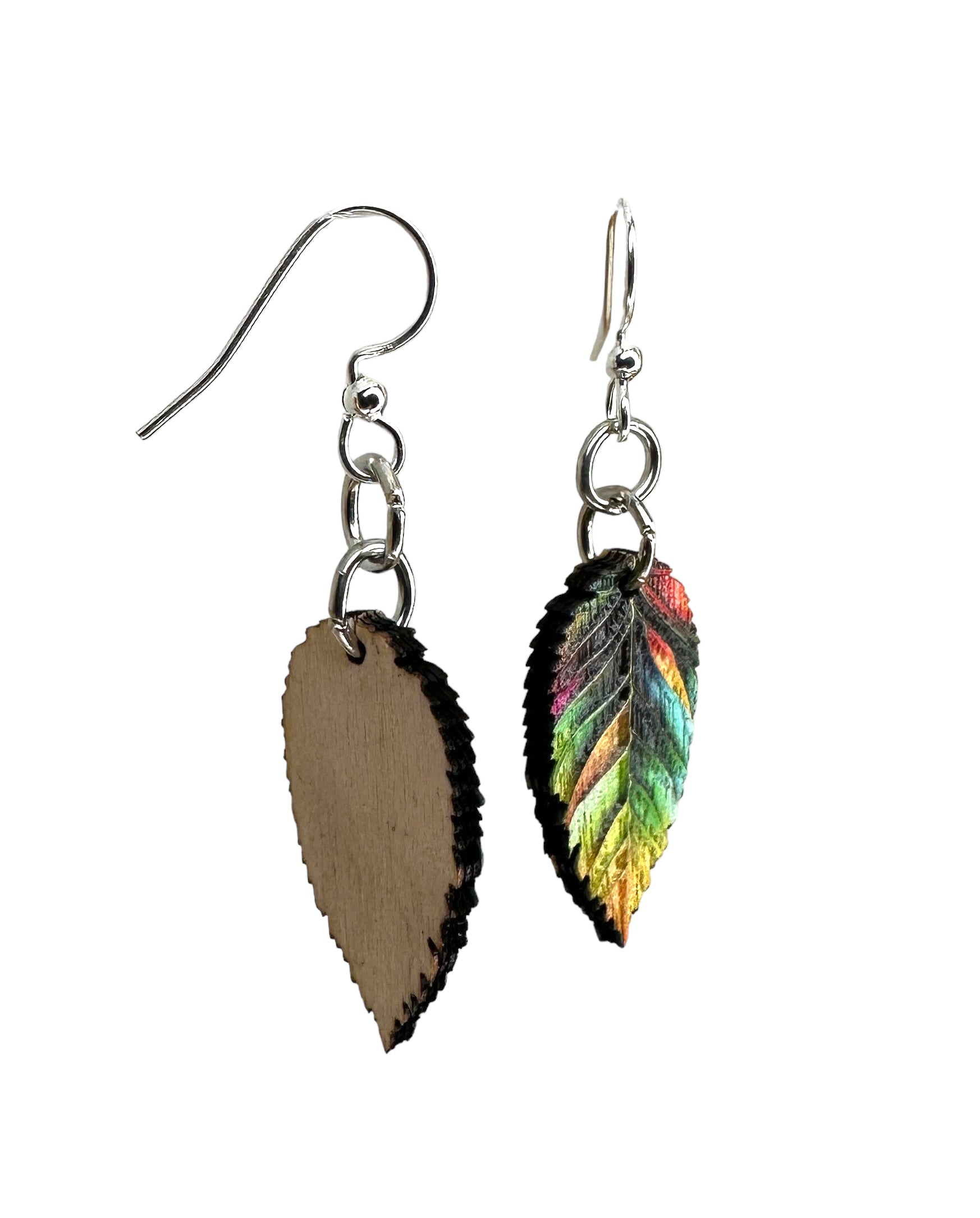 All Seasons Leaf Blossom Wood Earrings