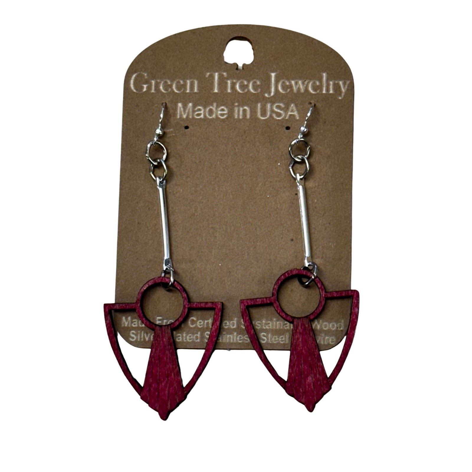 Art Deco Anchor Fan Wood Earrings