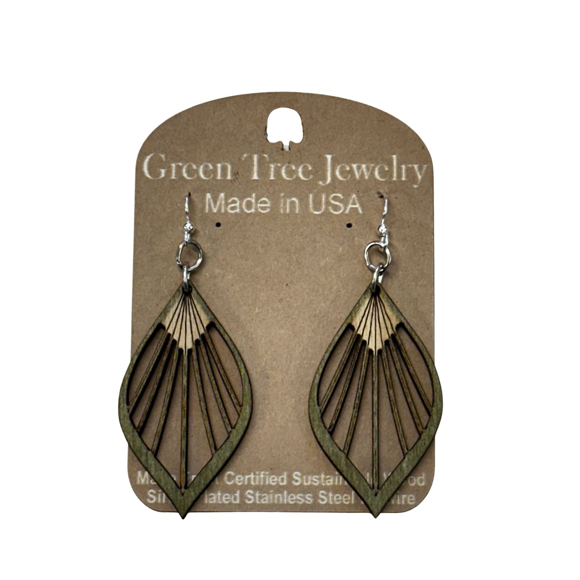 Fan Leaf Palm 1028 Wood Earrings