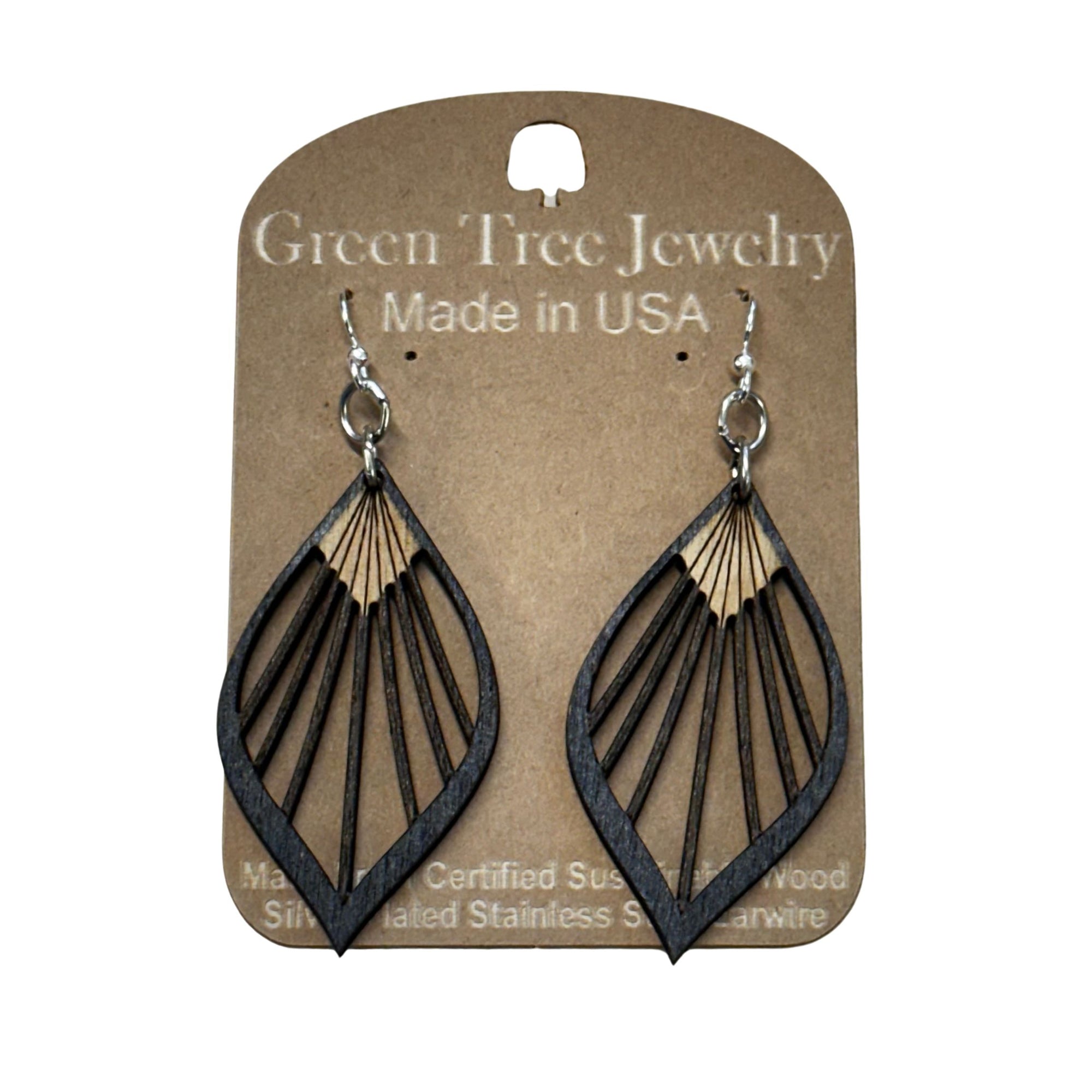 Fan Leaf Palm 1028 Wood Earrings