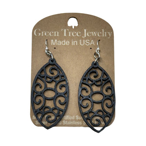 Filigree Oval 1712 Wood Earrings