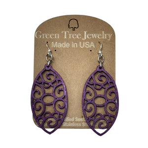 Filigree Oval 1712 Wood Earrings