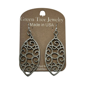 Filigree Oval 1712 Wood Earrings