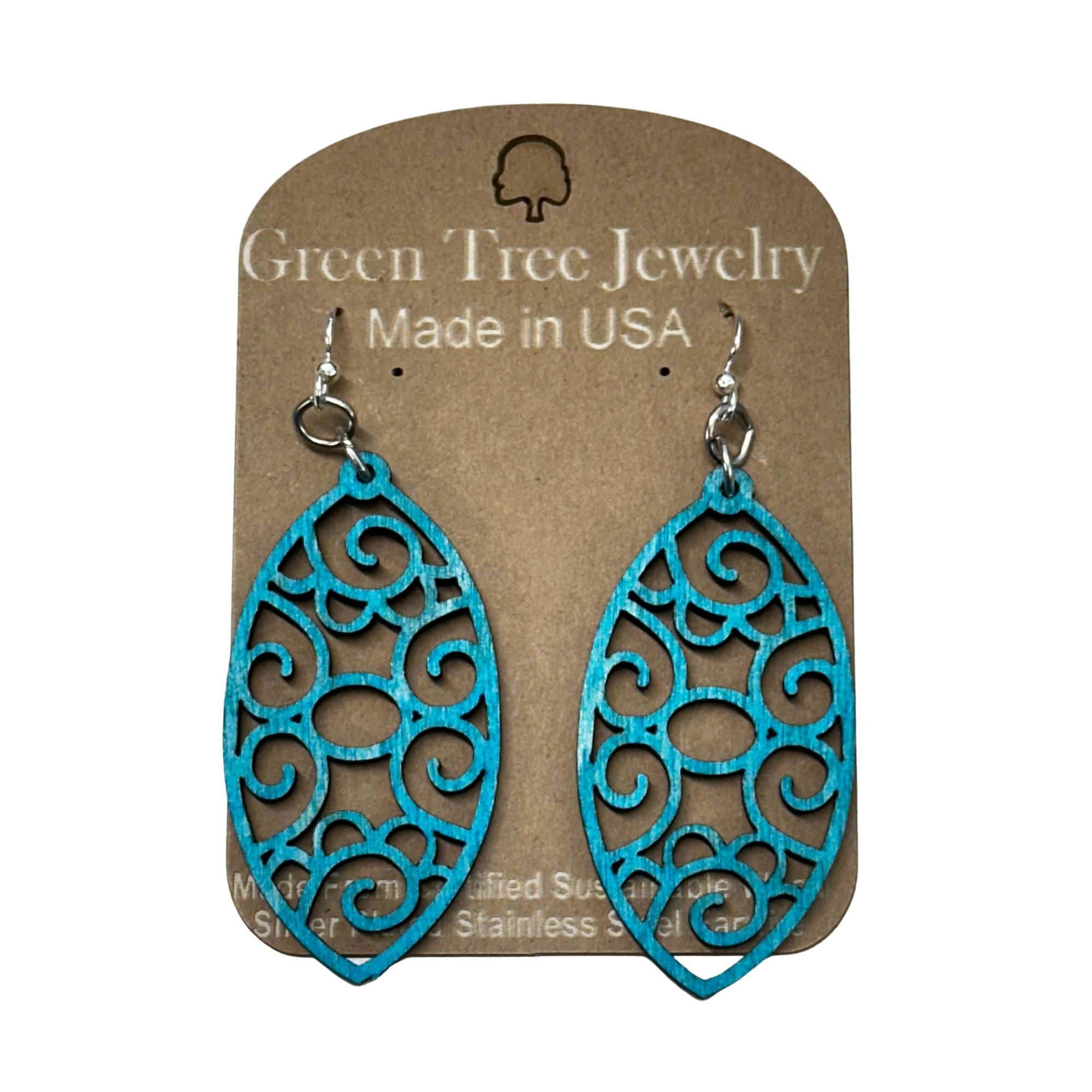 Filigree Oval 1712 Wood Earrings