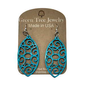 Filigree Oval 1712 Wood Earrings