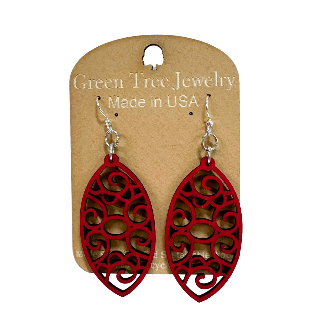 Filigree Oval 1712 Wood Earrings