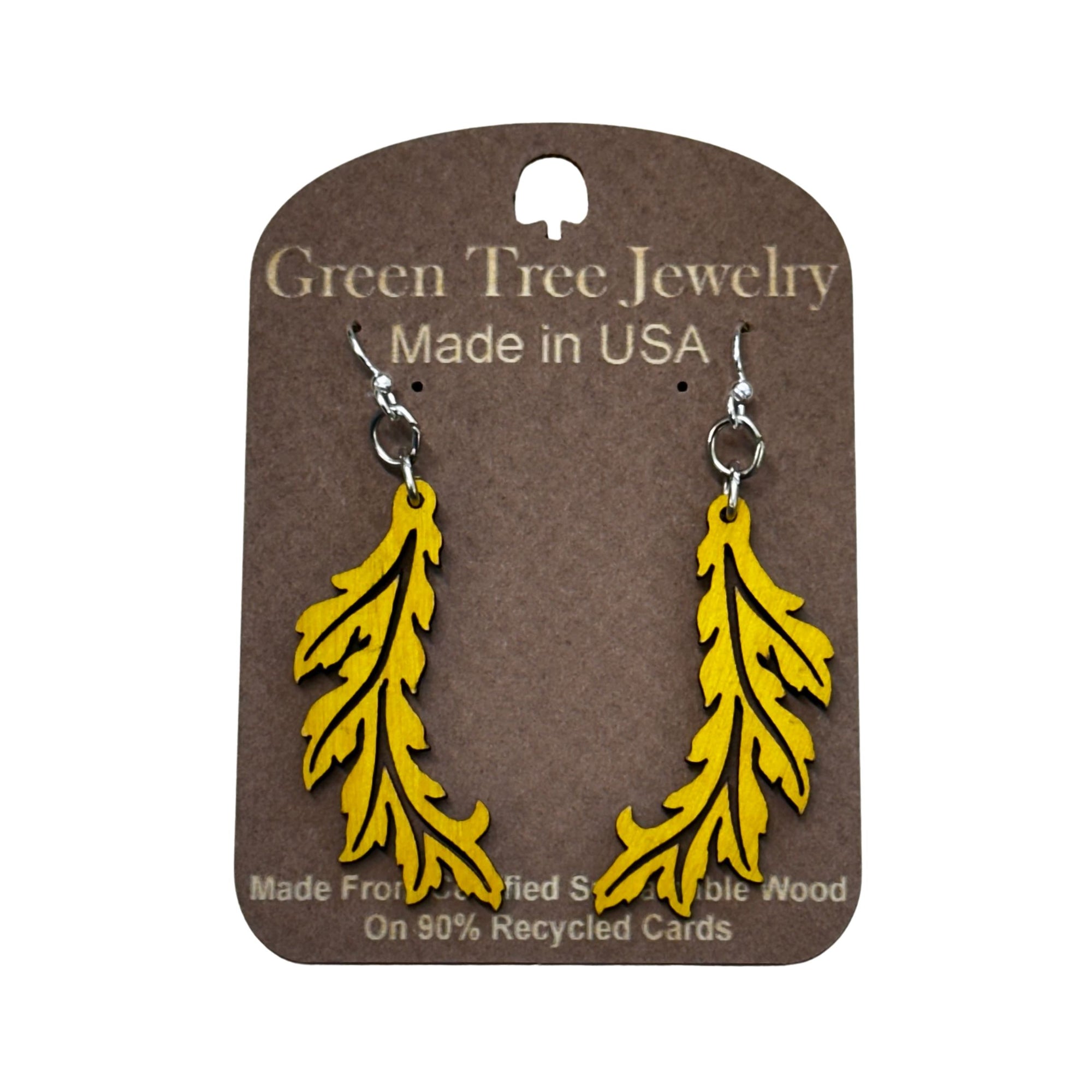 Flowing Leaf 1418 Wood Earrings