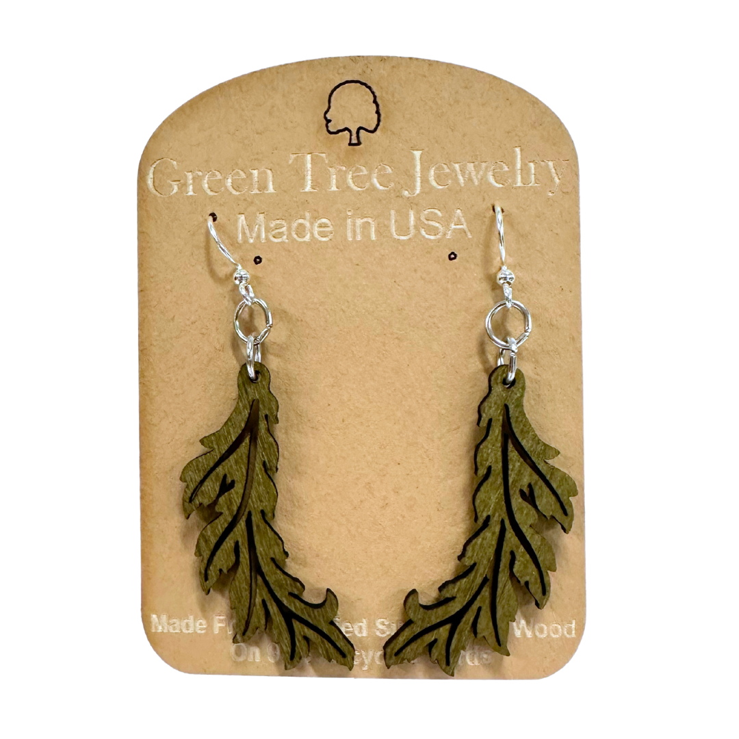 Flowing Leaf 1418 Wood Earrings