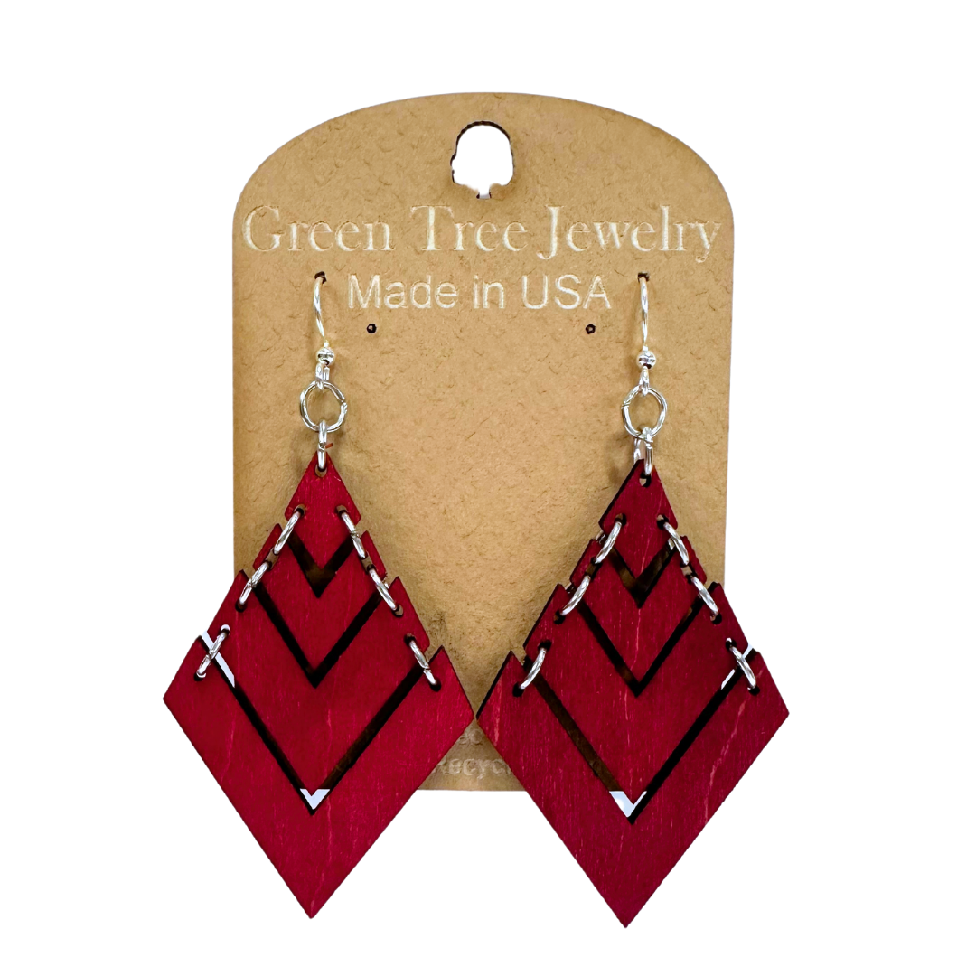 Fountain Pyramid 1440 Wood Earrings