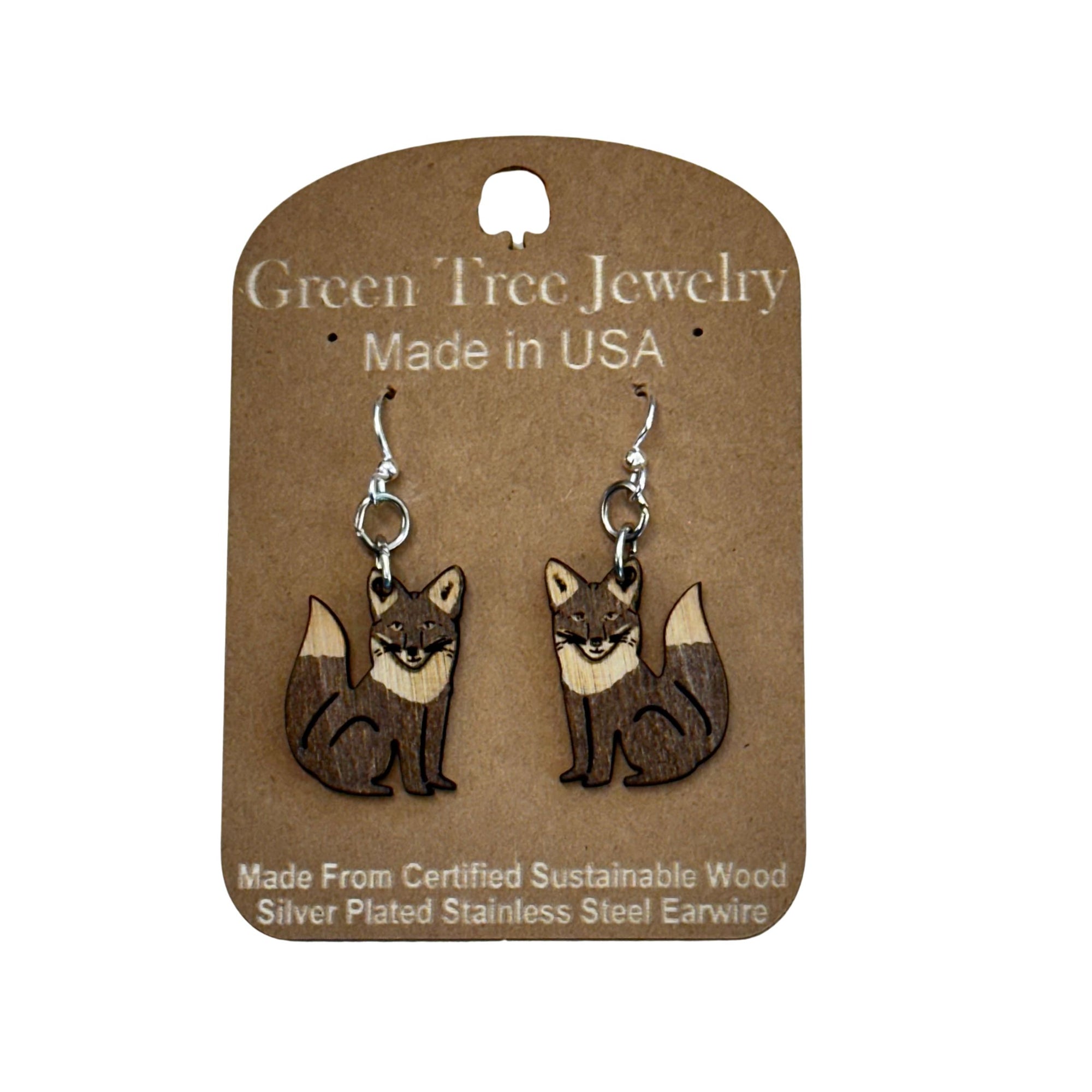 Fox 1292 Wood Earrings