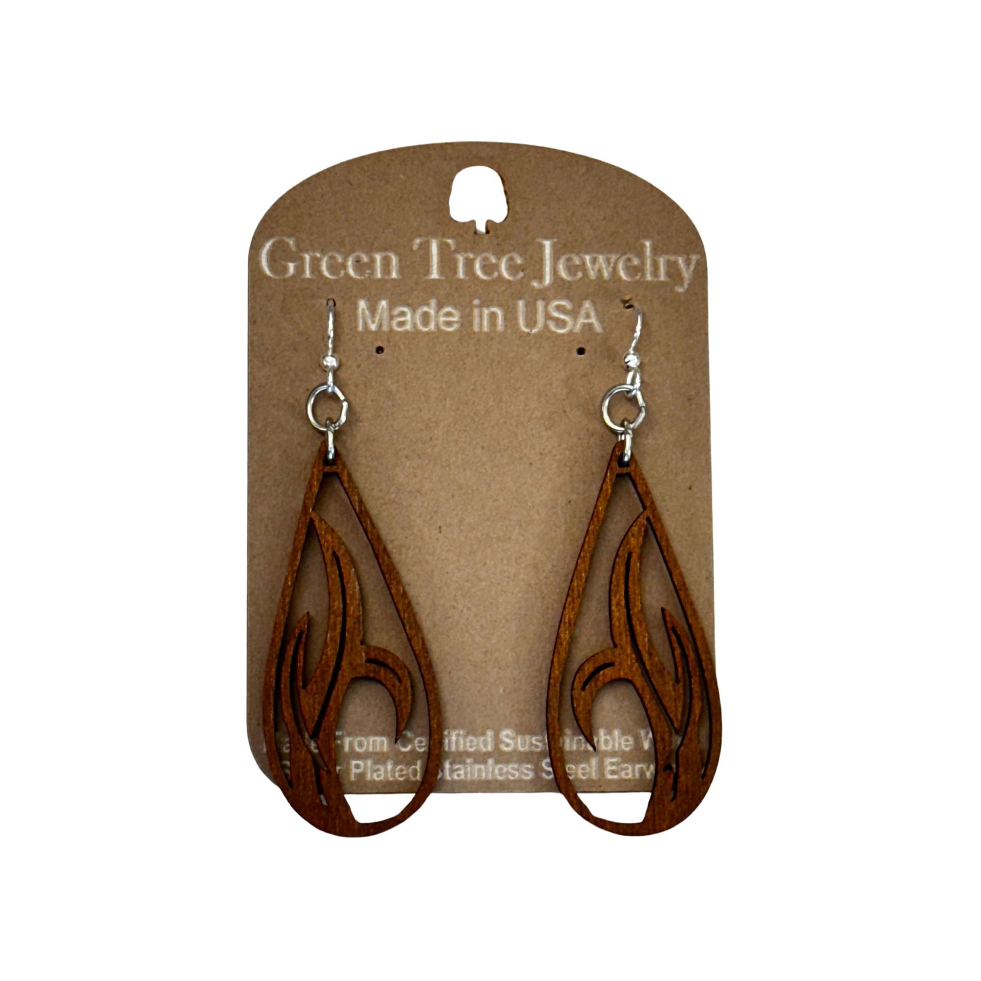 Grass Blade Drop 1343 Wood Earrings