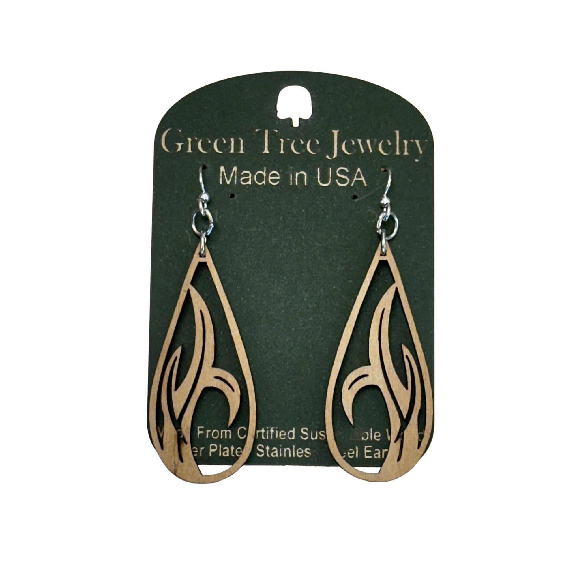 Grass Blade Drop 1343 Wood Earrings