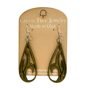 Grass Blade Drop 1343 Wood Earrings