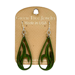 Grass Blade Drop 1343 Wood Earrings