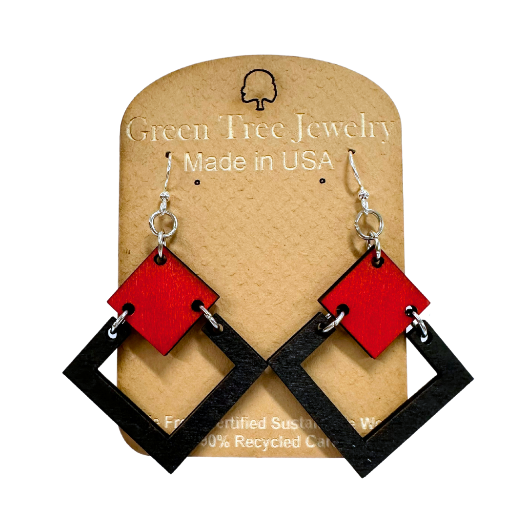 Irel Square 1198 Wood Earrings