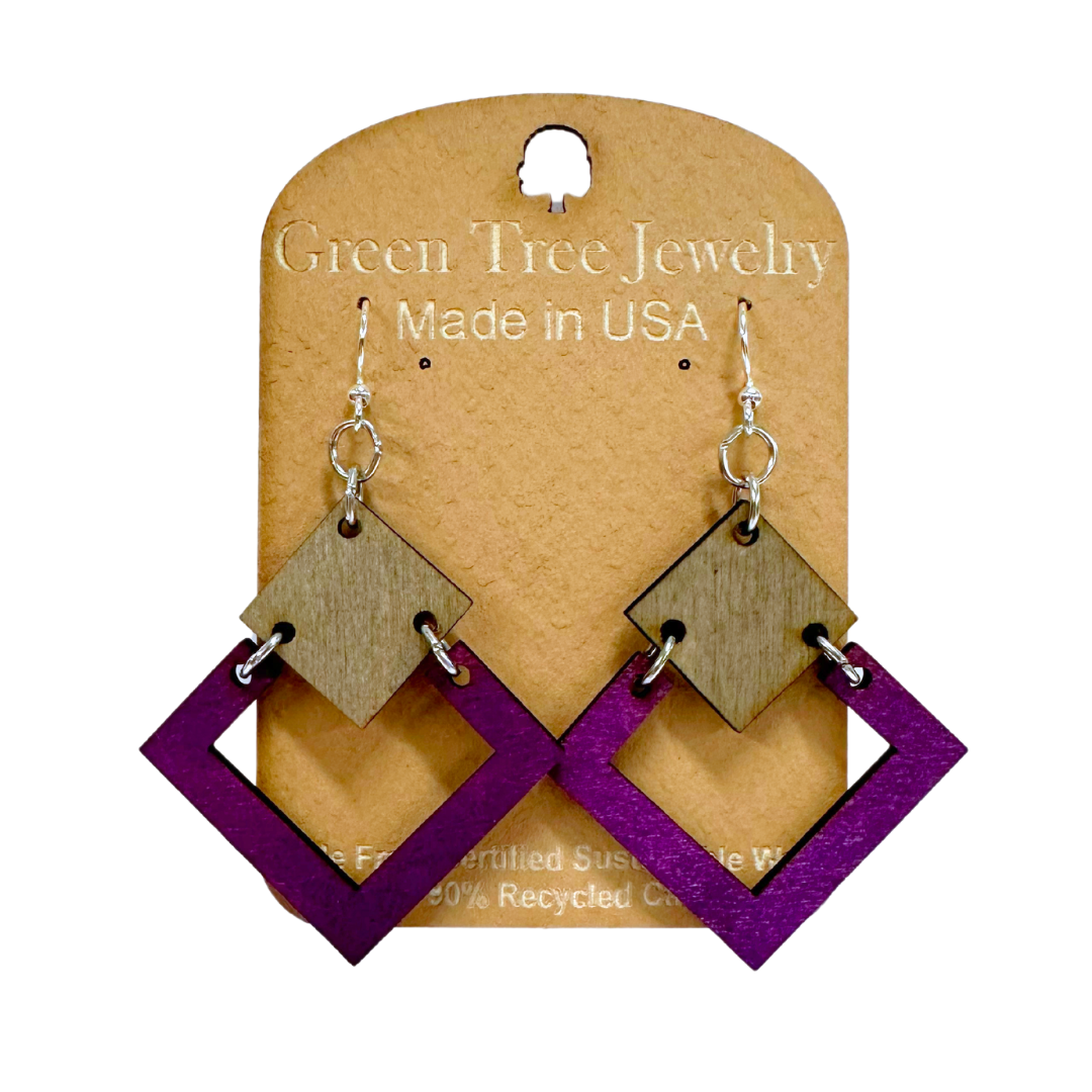 Irel Square 1198 Wood Earrings