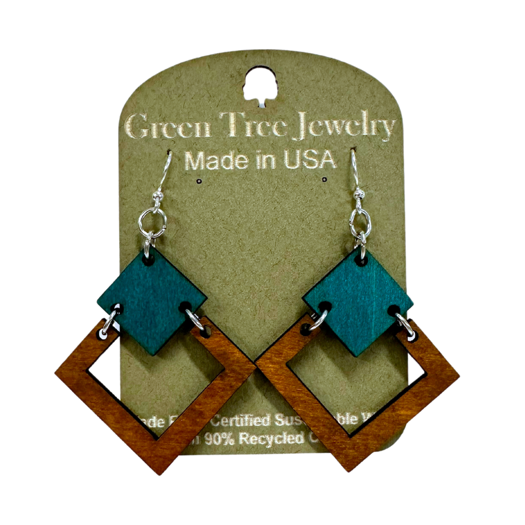 Irel Square 1198 Wood Earrings