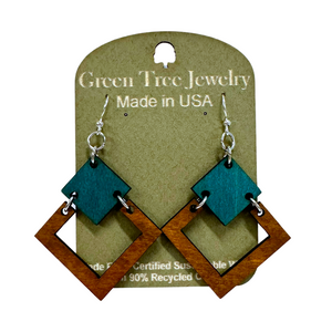 Irel Square 1198 Wood Earrings