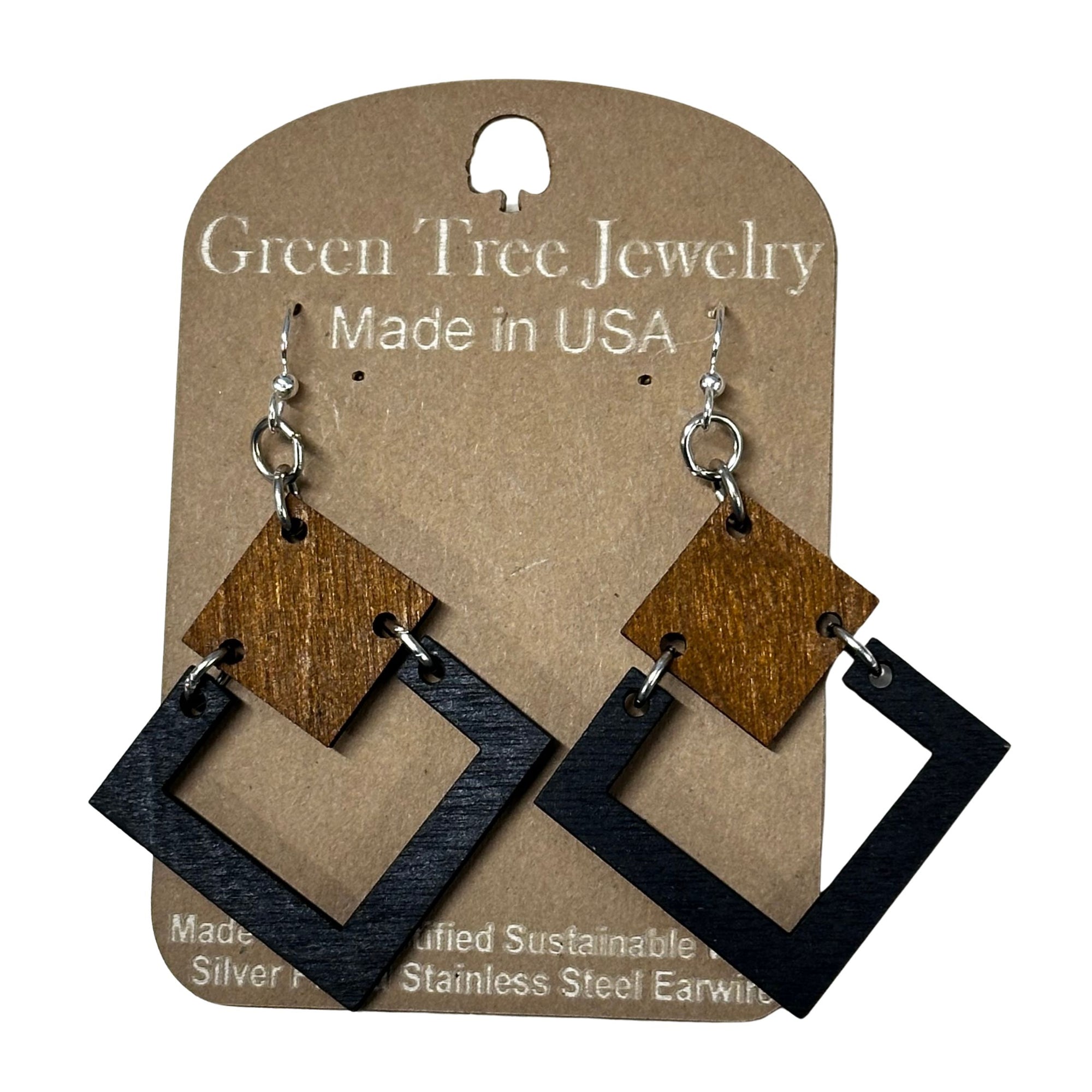 Irel Square 1198 Wood Earrings