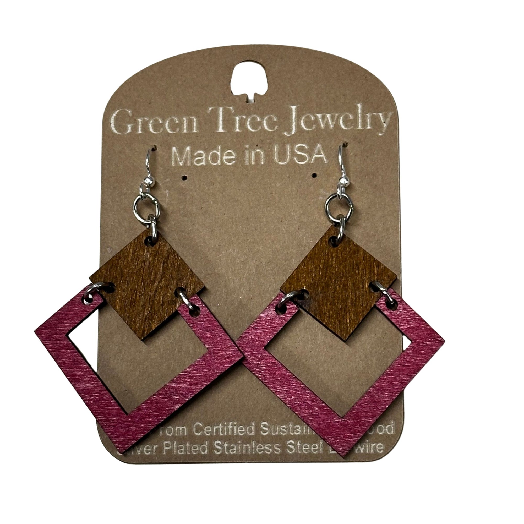 Irel Square 1198 Wood Earrings