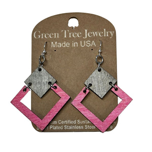 Irel Square 1198 Wood Earrings
