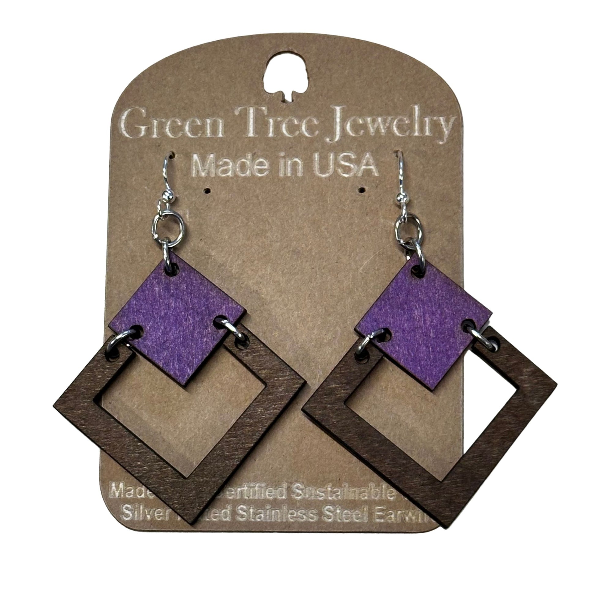 Irel Square 1198 Wood Earrings