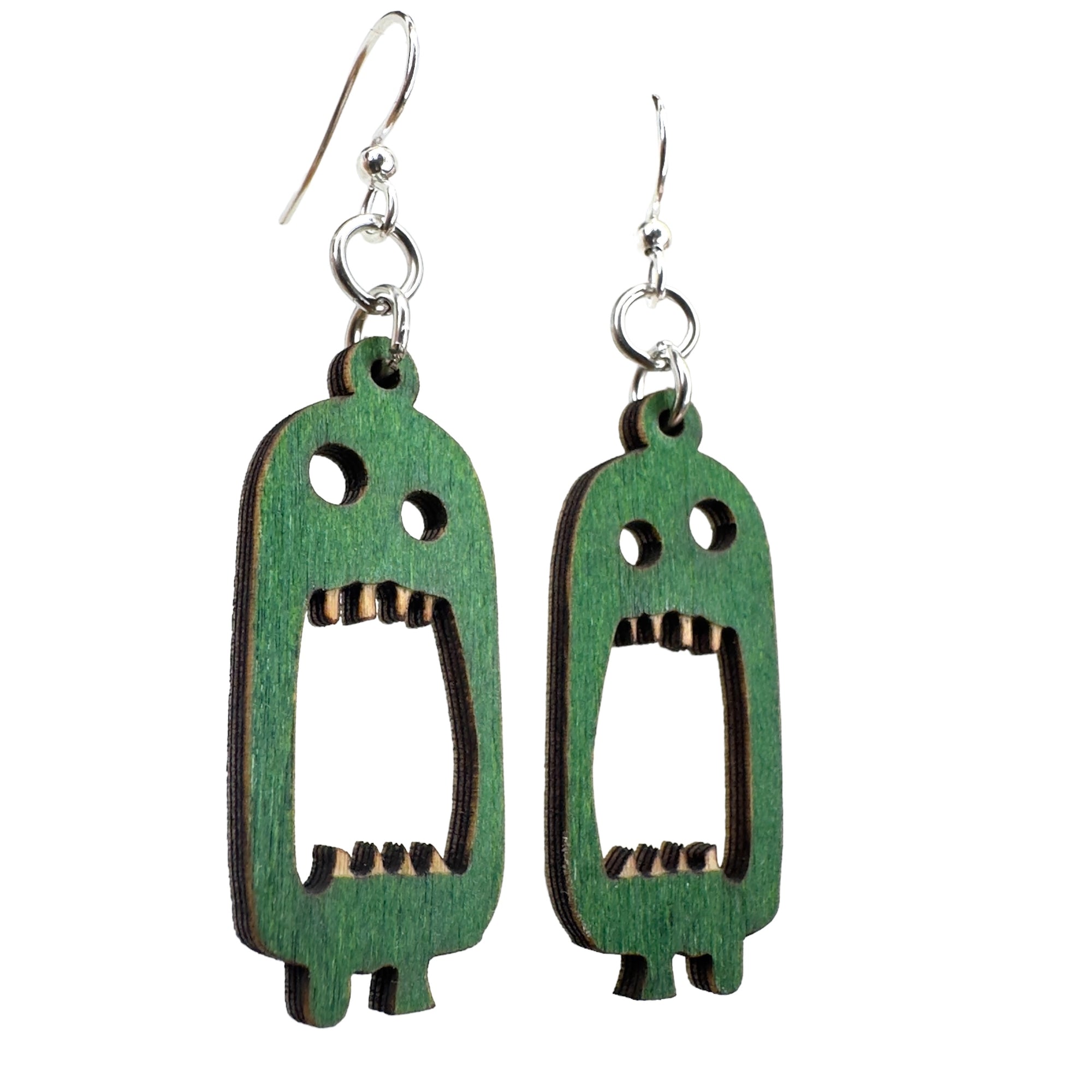 Little Monster Wood Earrings
