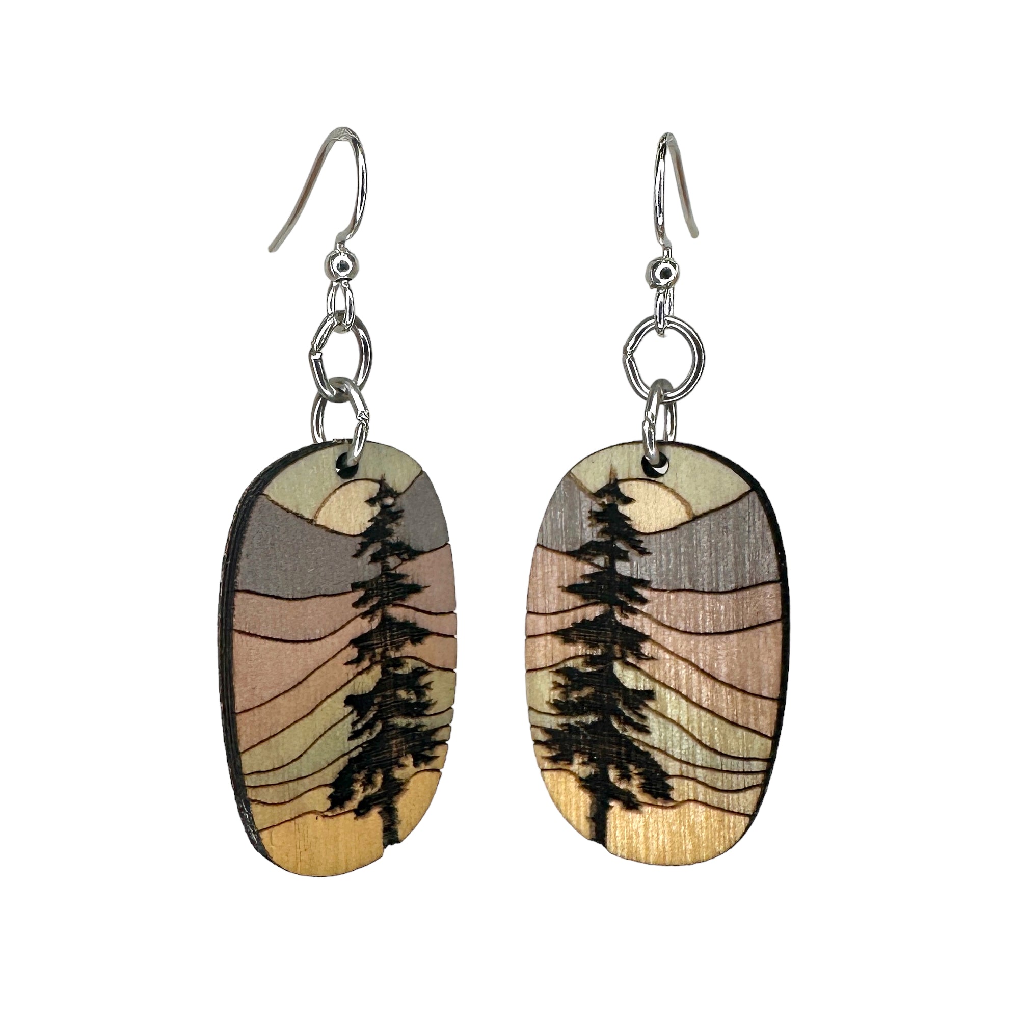 Lone Pine Blossoms Wood Earrings