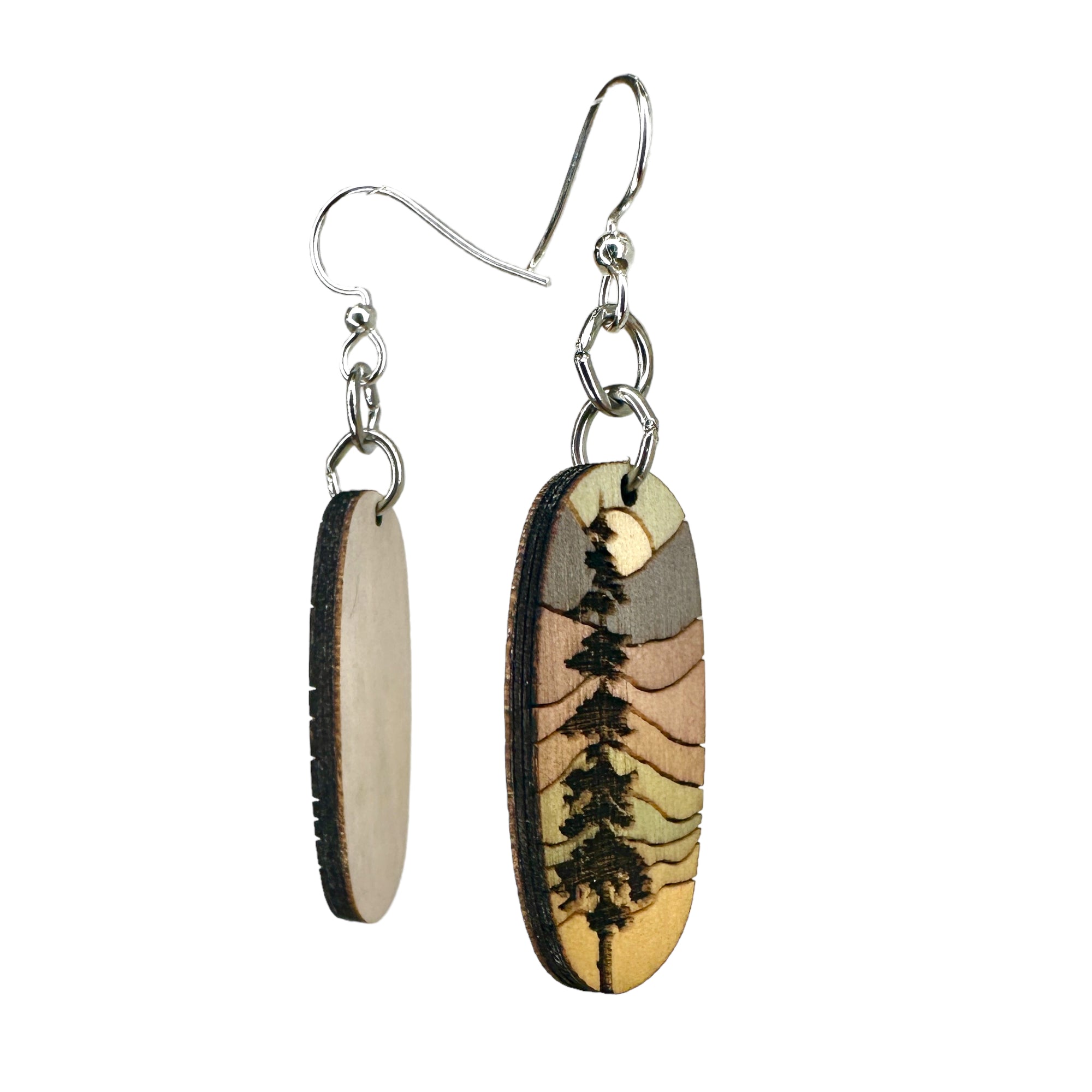 Lone Pine Blossoms Wood Earrings