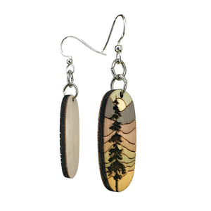 Lone Pine Blossoms Wood Earrings