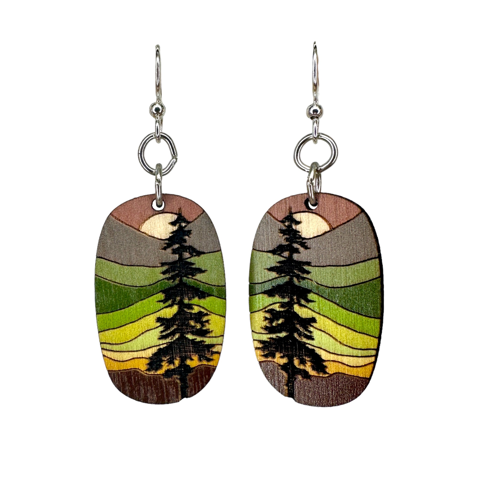 Lone Pine Blossoms Wood Earrings